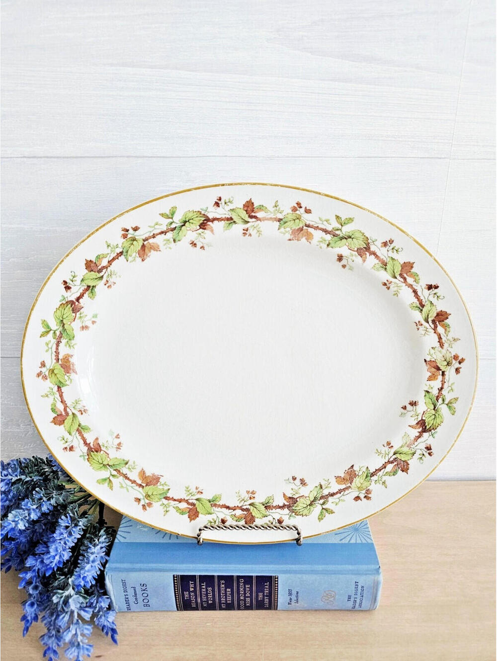 Crown Ducal Made In England 12 Inch Platter Thorn Vine Bramble Green and Brown